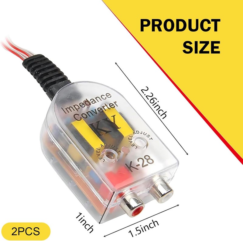 Anyhut محول خرج الخط 2 قطعة، محول RCA من مستوى عالٍ إلى منخفض، محول خرج صوت السيارة الشفاف، محول إشارة مكبر الصوت، ملائم عالميًا لتوصيل المكبر (شفاف) - Image 2